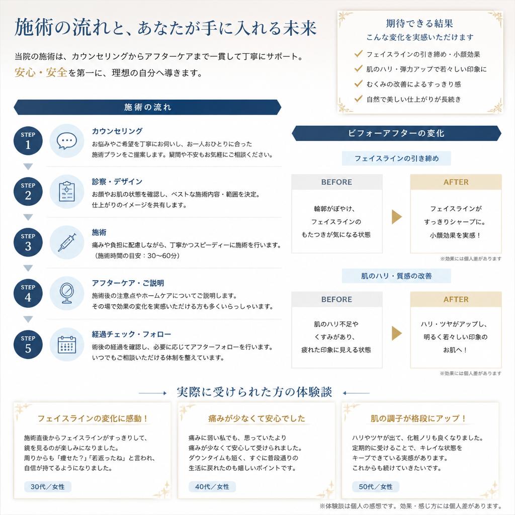 施術の流れと結果