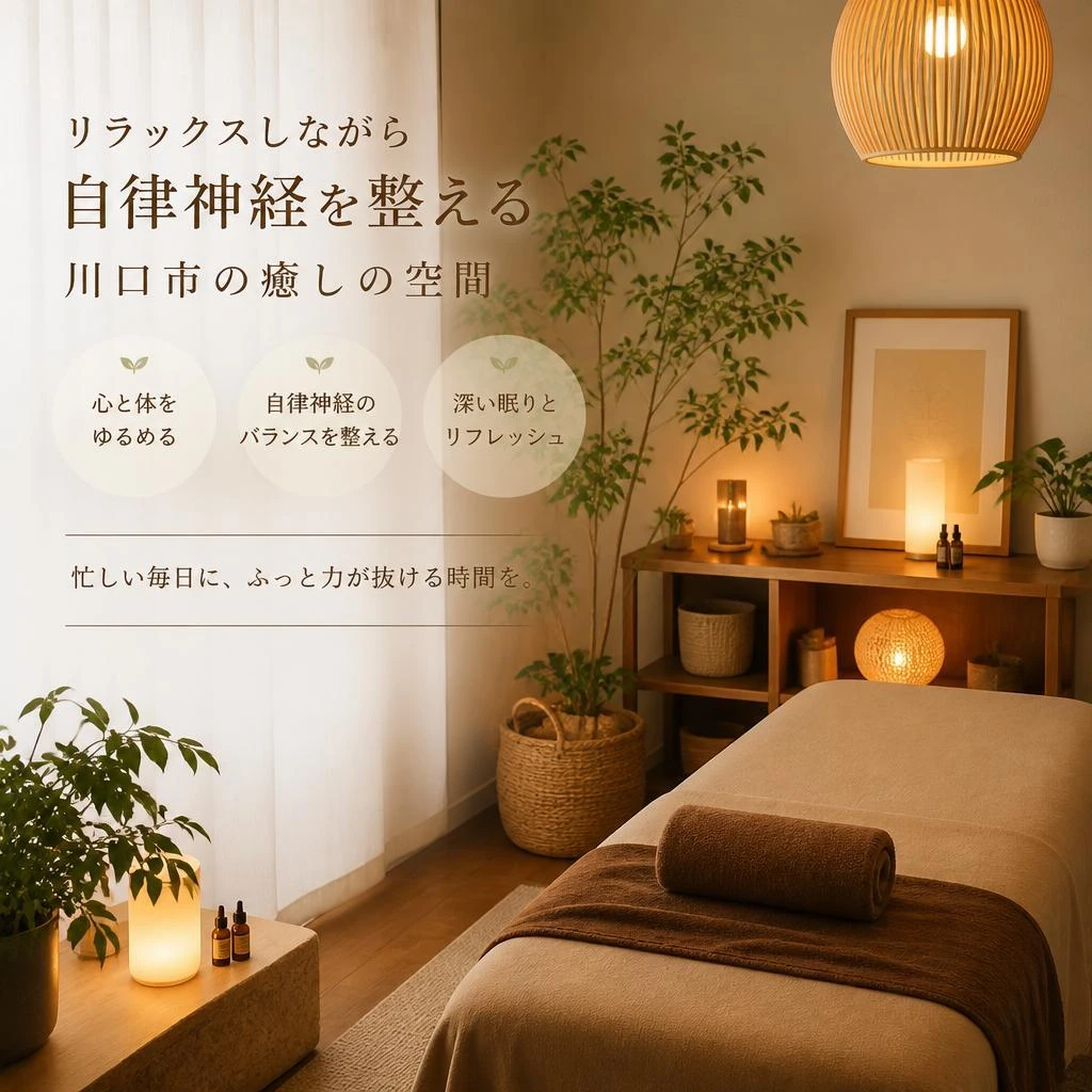 リラックスしながら自律神経を整える、川口市の癒しの空間