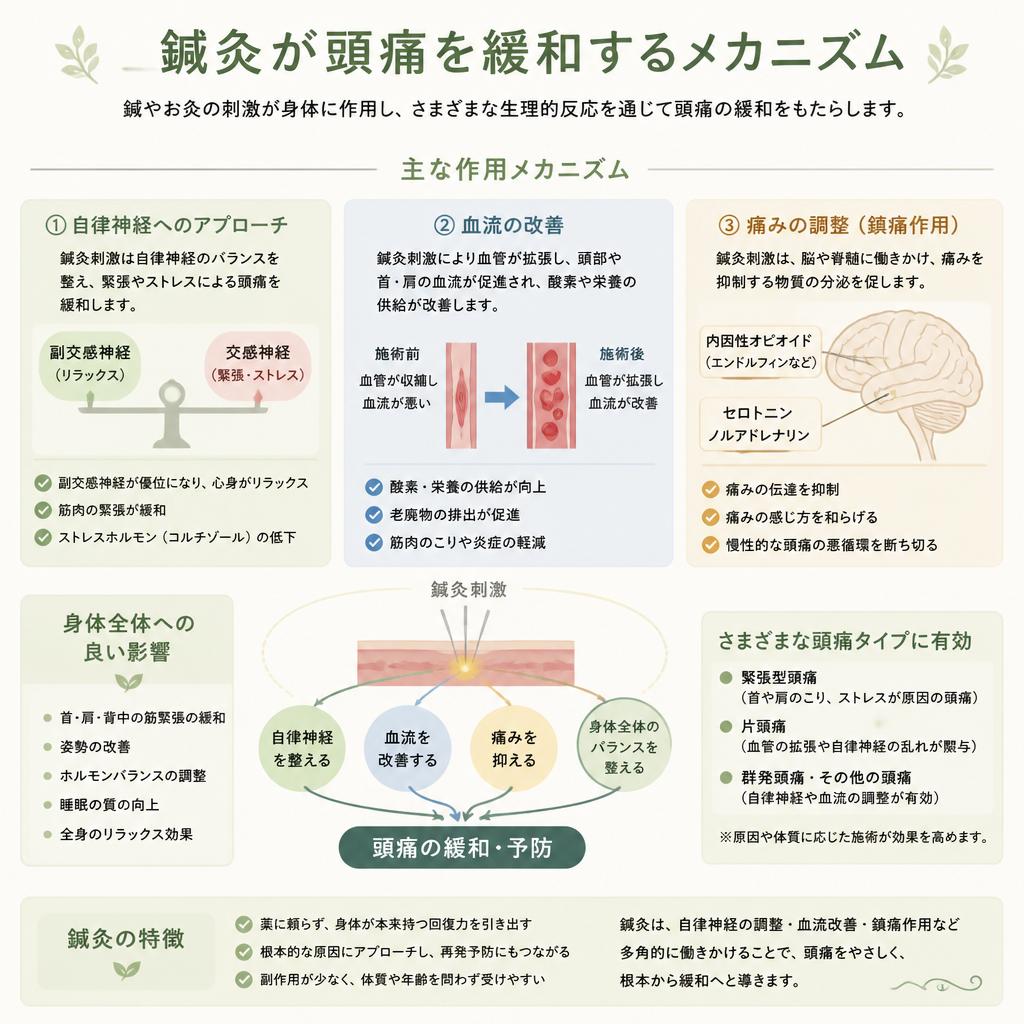 鍼灸による頭痛改善のメカニズム